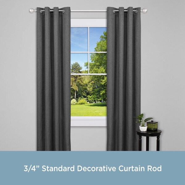 Kenney Mercer 3/4 Standard Decorative Window Curtain Rod, 66-120, Brushed Nickel